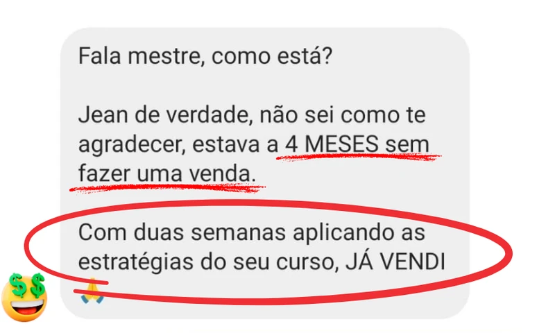 Relato sobre a venda após duas semanas aplicando as estratégias, depois de quatro meses sem vender.